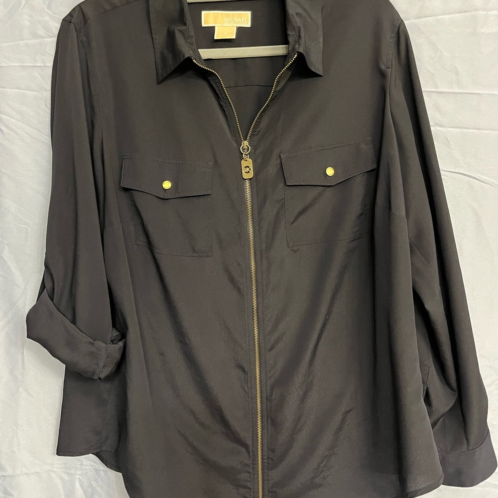 Michael Kors Black Zip-Up Top
